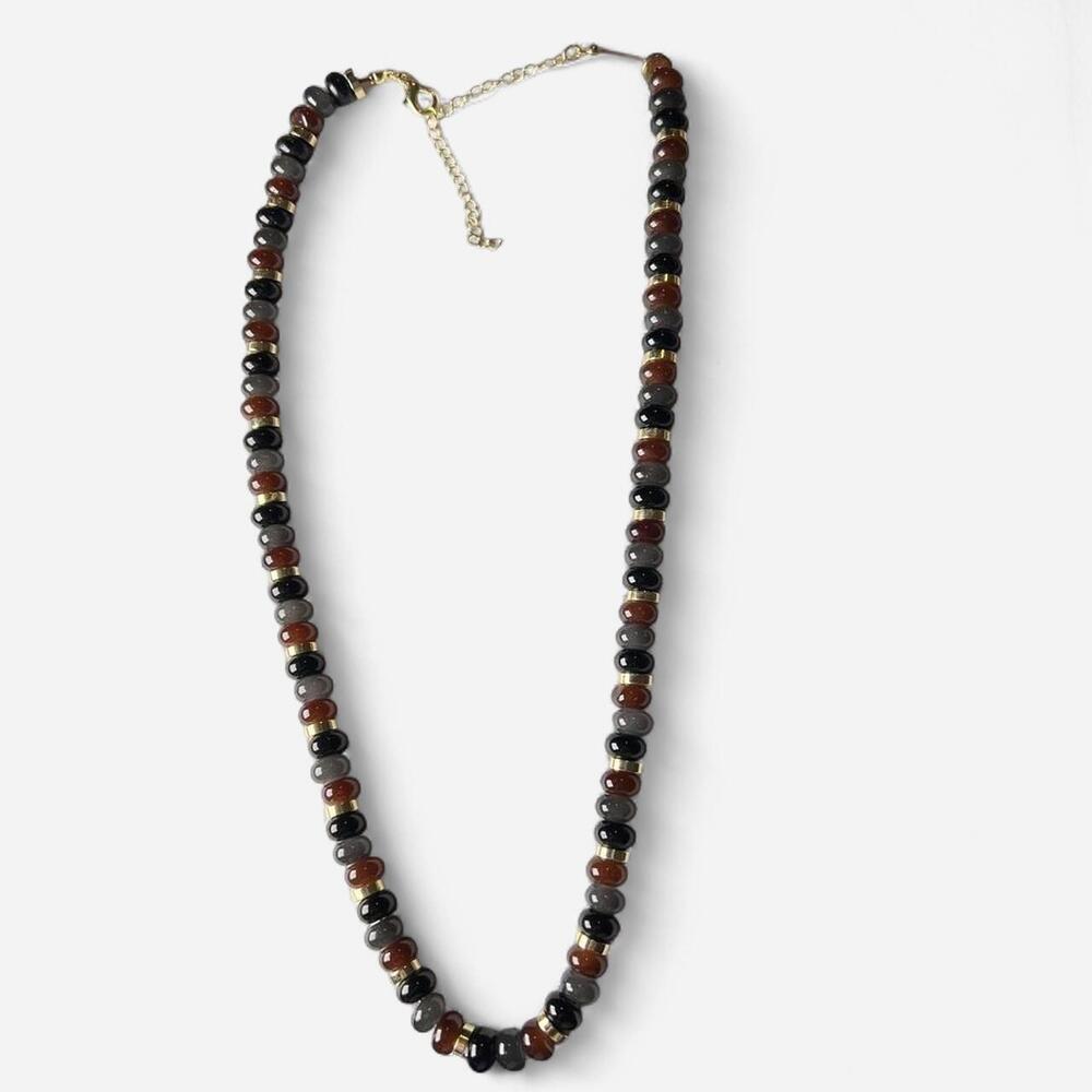 Men's Polished Stone Beaded Necklace - 20